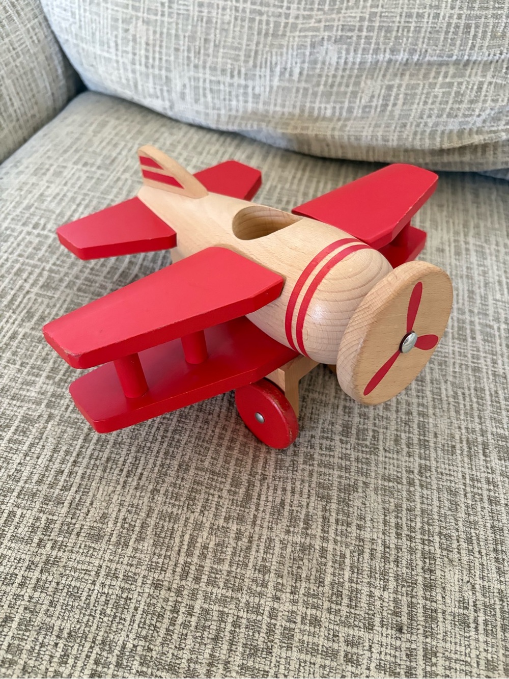 Hearth & Hand Red and Natural Wood Biplane Toy